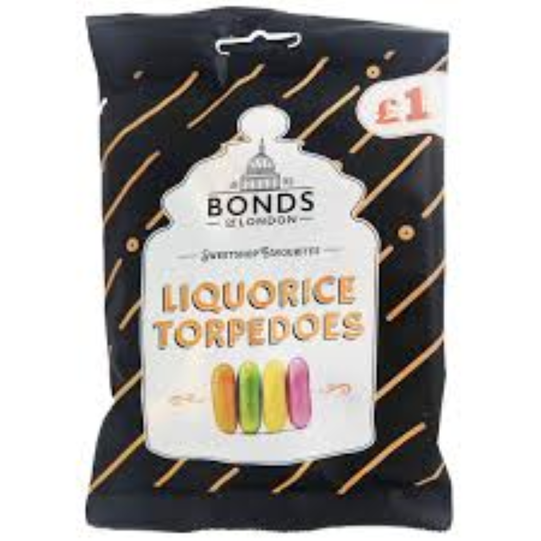 BONDS LIQUORICE TORPEDOES BAG 150G